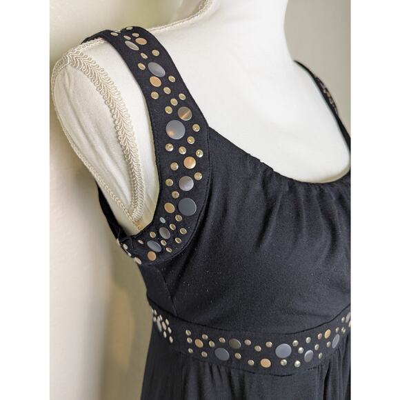 Anthropologie Lucy and Laurel Babydoll Studded Black Mini Dress Women Size M Y2K - Picture 6 of 12